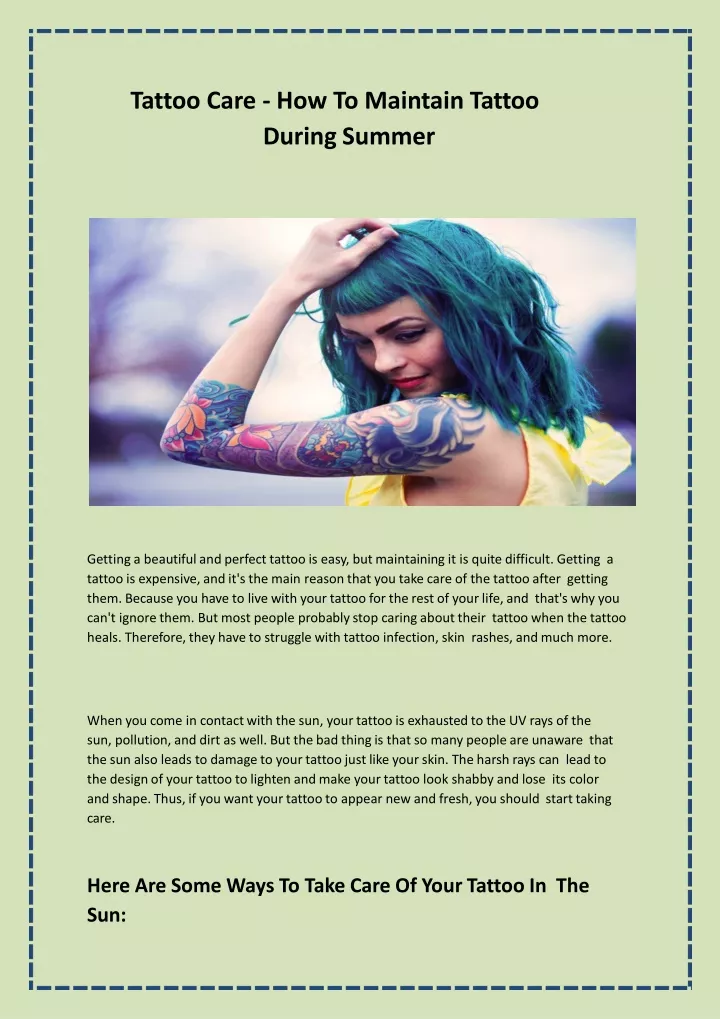 tattoo care how to maintain tattoo during summer