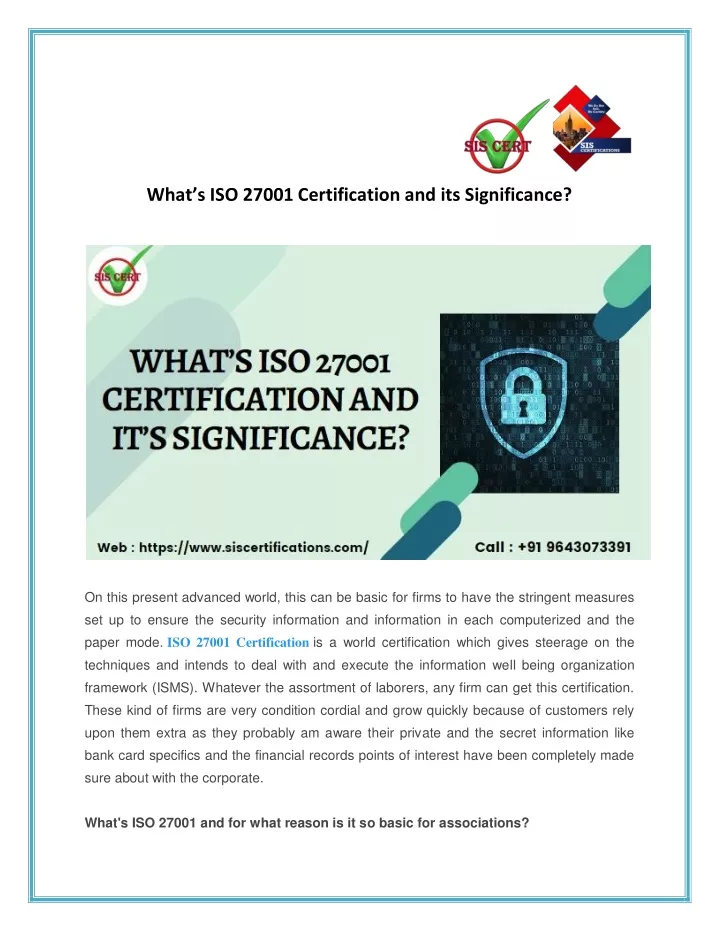 what s iso 27001 certification