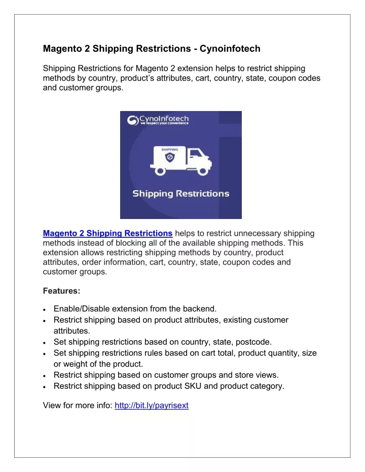 magento 2 shipping restrictions cynoinfotech