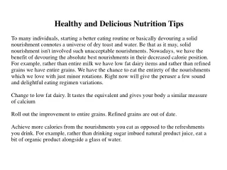Healthy and Delicious Nutrition Tips