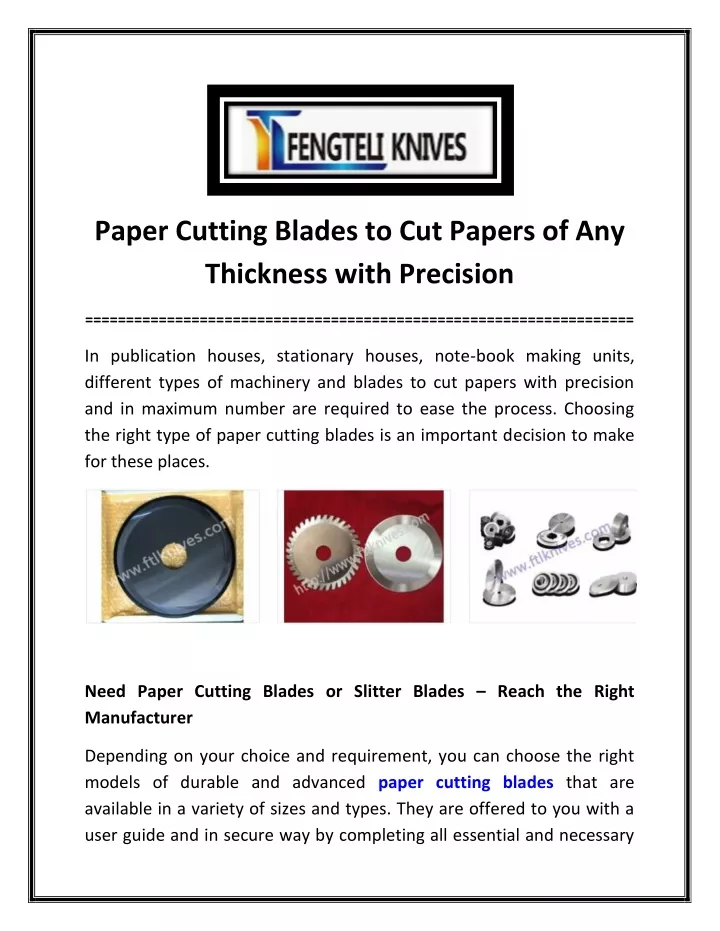 paper cutting blades to cut papers