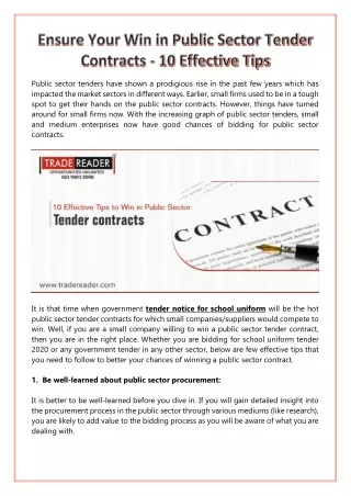 10 Effective Tips to Ensure Your Win in Public Sector Tender Contracts