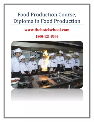 Food Production Course in Delhi, Diploma in Food Production