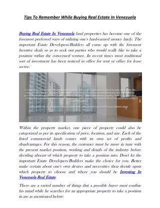 Buying Real Estate In Venezuela