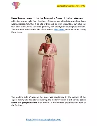 How Sarees came to be the Favourite Dress of Indian Women
