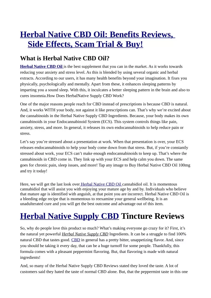 herbal native cbd oil benefits reviews side