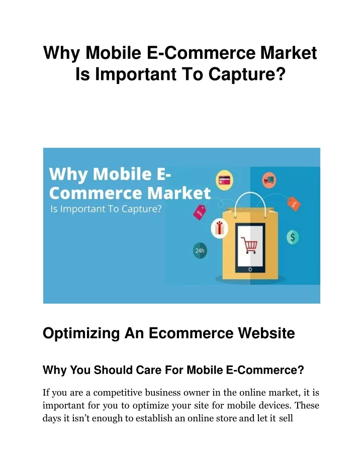 why mobile e commerce market is important to capture