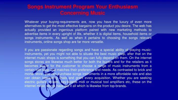 songs instrument program your enthusiasm