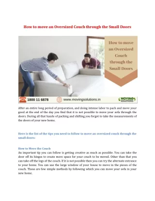 how to move an oversized couch through the small