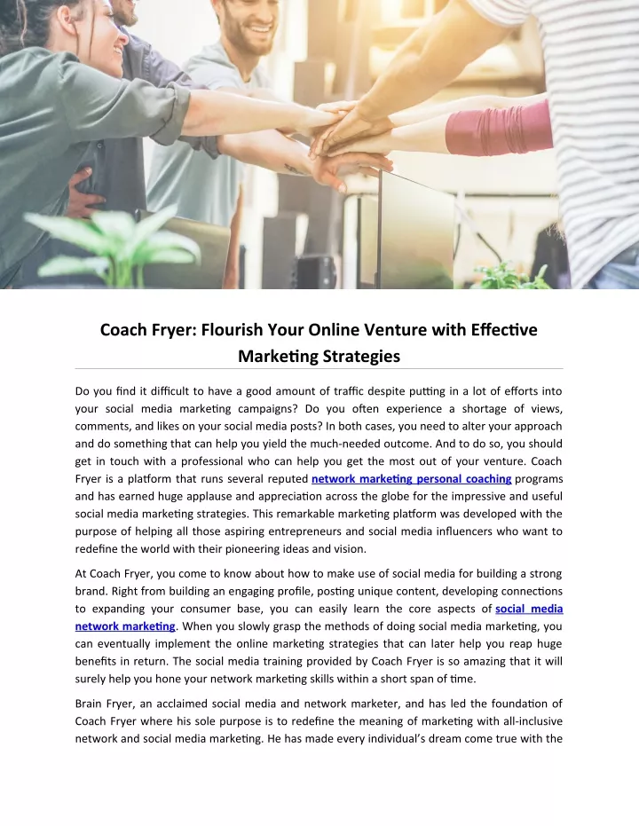 coach fryer flourish your online venture with