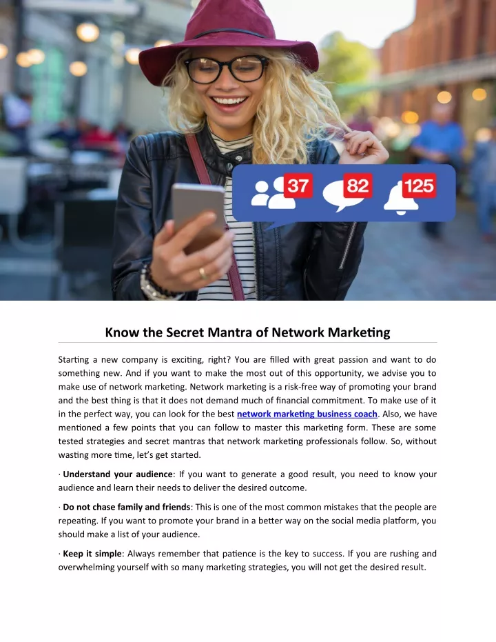 know the secret mantra of network marketing