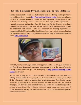 Buy Fake & Genuine driving license online or Fake ids for sale