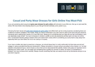 Casual and Party Wear Dresses for Girls Online You Must Pick
