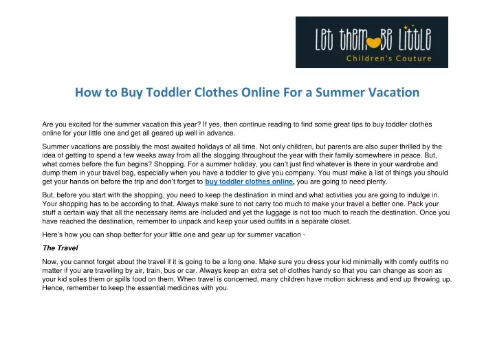 how to buy toddler clothes online for a summer