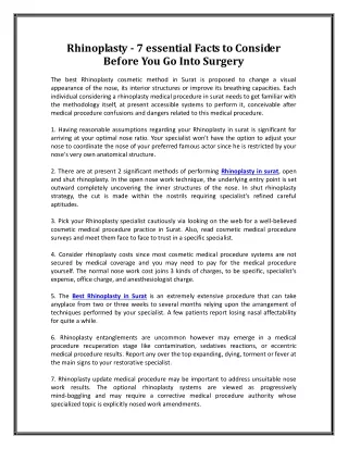 Rhinoplasty - 7 essential Facts to Consider Before You Go Into Surgery