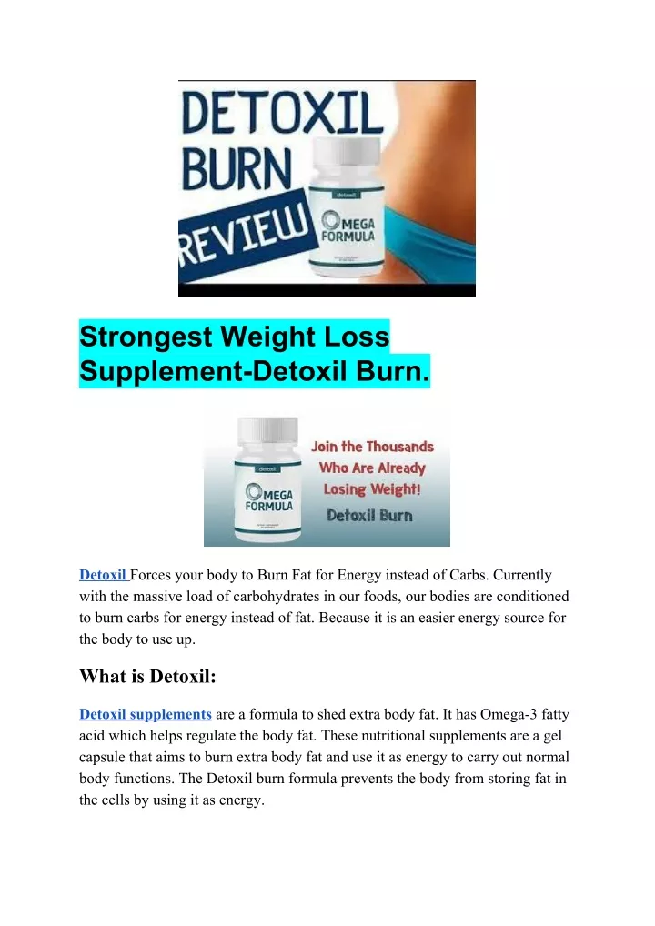 strongest weight loss supplement detoxil burn