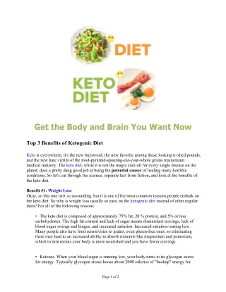 Top 3 Benefits of Ketogenic Diet - Get the Body and Brain You Want Now