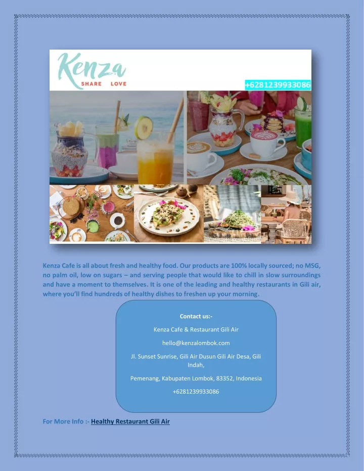 kenza cafe is all about fresh and healthy food