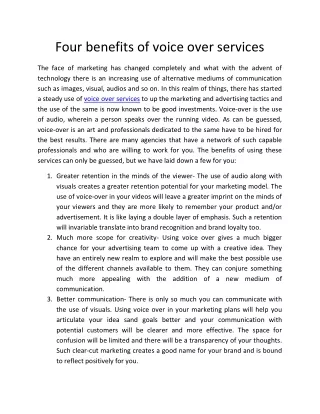 four benefits of voice over services