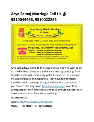 Same Day Arya Samaj Marriage