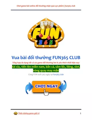 Chơi game bài online đổi thưởng nhận quà cực phẩm | fun365 club