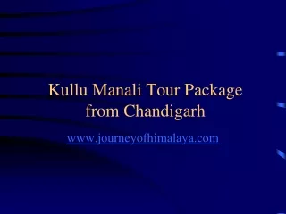 Kullu Manali Tour Package from Chandigarh