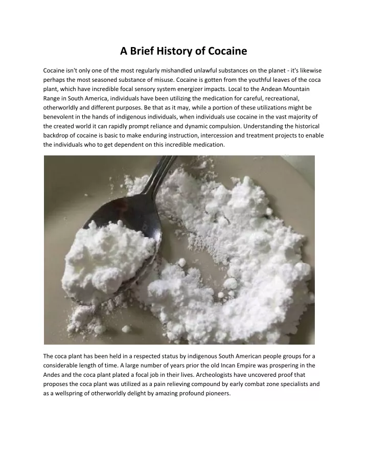 a brief history of cocaine