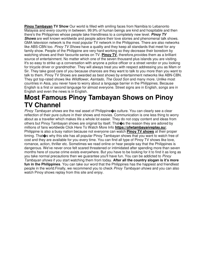 pinoy tambayan tv show our world is filled with