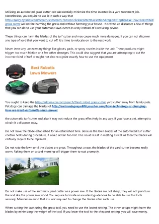 utilizing an automated grass cutter