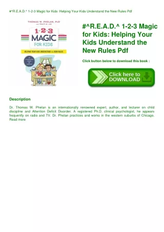 #^R.E.A.D.^ 1-2-3 Magic for Kids Helping Your Kids Understand the New Rules Pdf