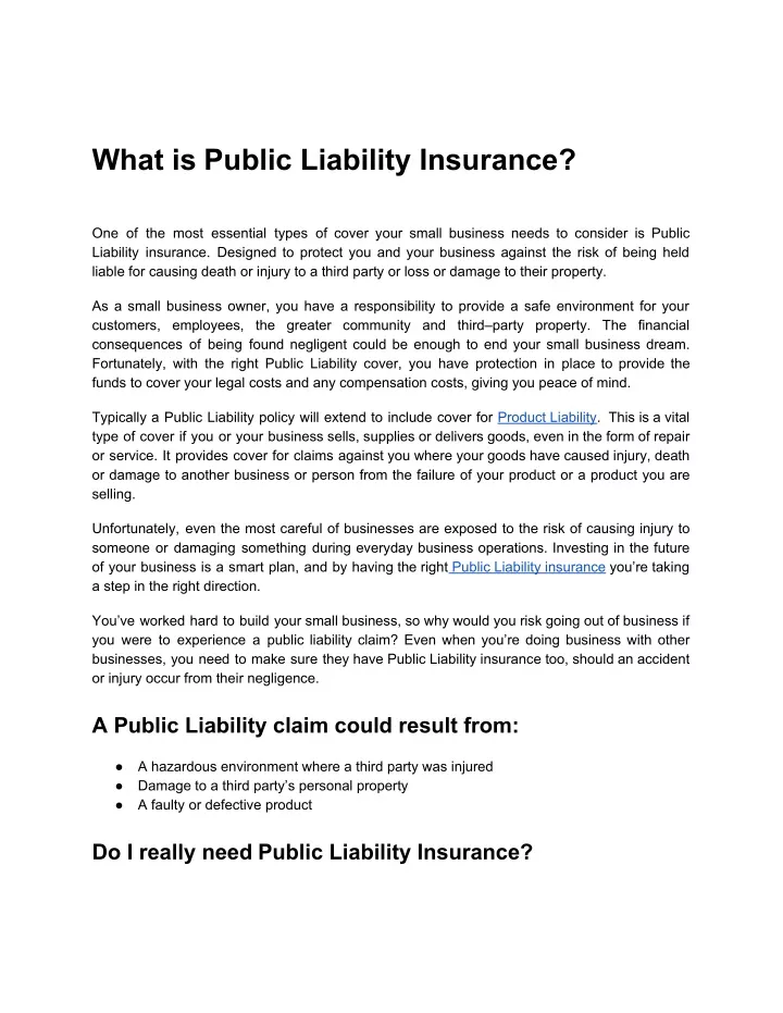 what is public liability insurance