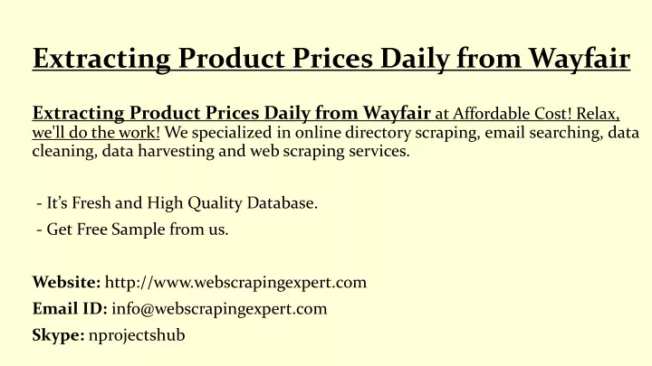 extracting product prices daily from wayfair