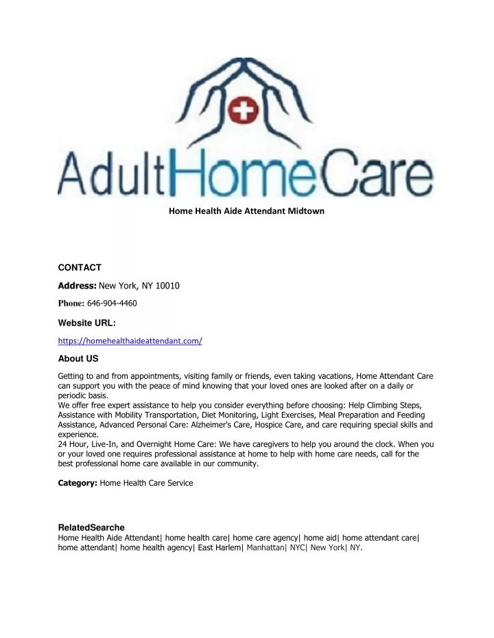home health aide attendant midtown