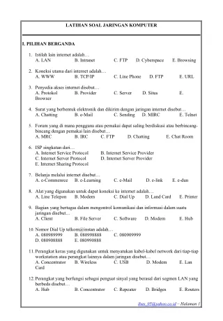 Contoh soal jaringan komputer