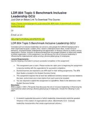 ldr 804 topic 5 benchmark inclusive leadership