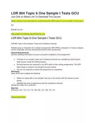 ldr 804 topic 6 one sample t tests gcu just click