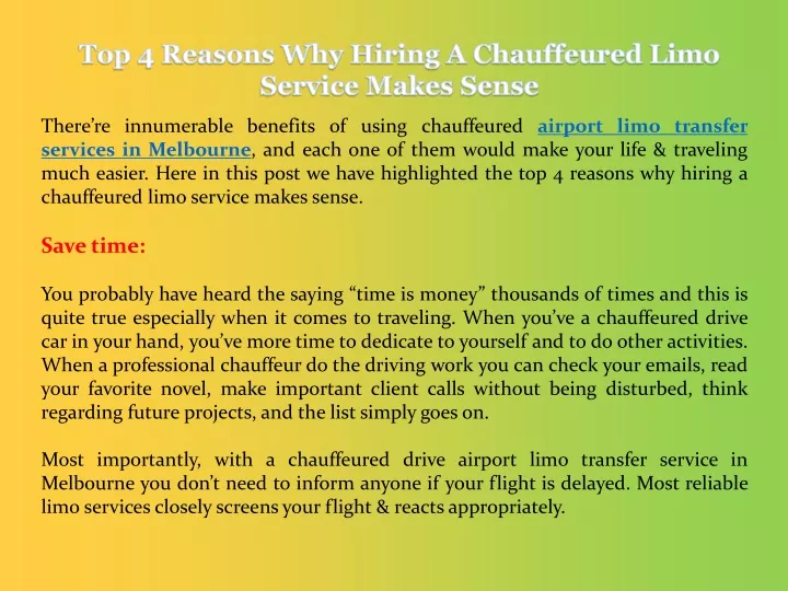 top 4 reasons why hiring a chauffeured limo