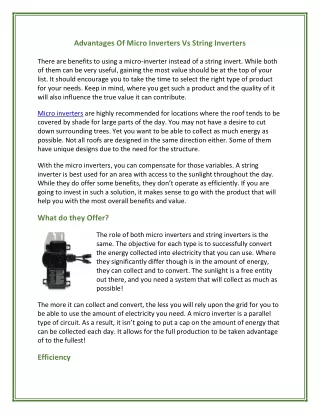 advantages of micro inverters vs string inverters
