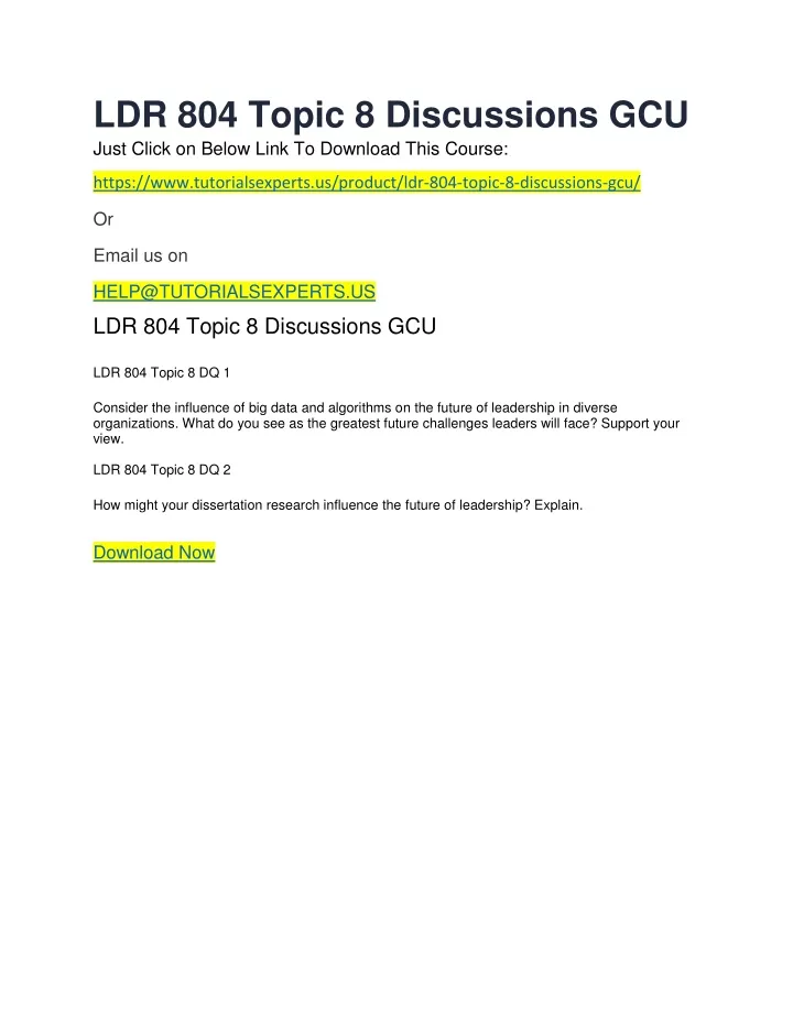 ldr 804 topic 8 discussions gcu just click