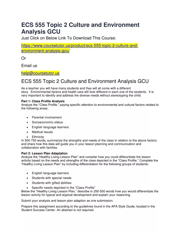 ecs 555 topic 2 culture and environment analysis