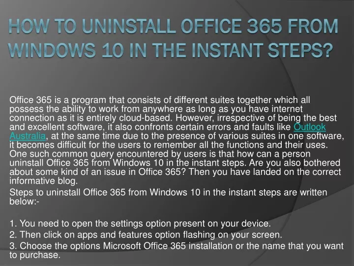 how to uninstall office 365 from windows 10 in the instant steps