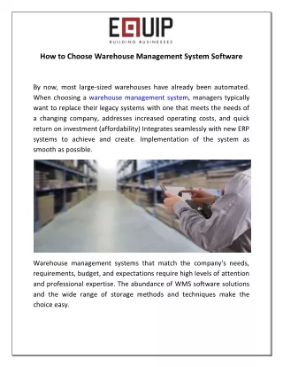 How to Choose Warehouse Management System Software