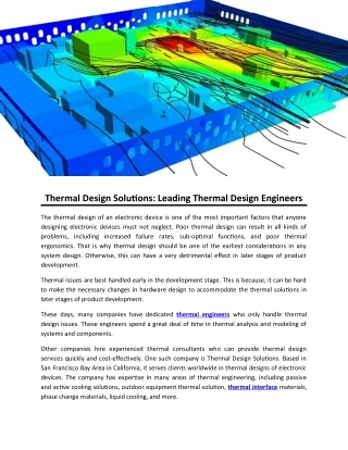thermal design solutions leading thermal design