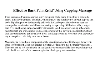 Effective Back Pain Relief Using Cupping Massage