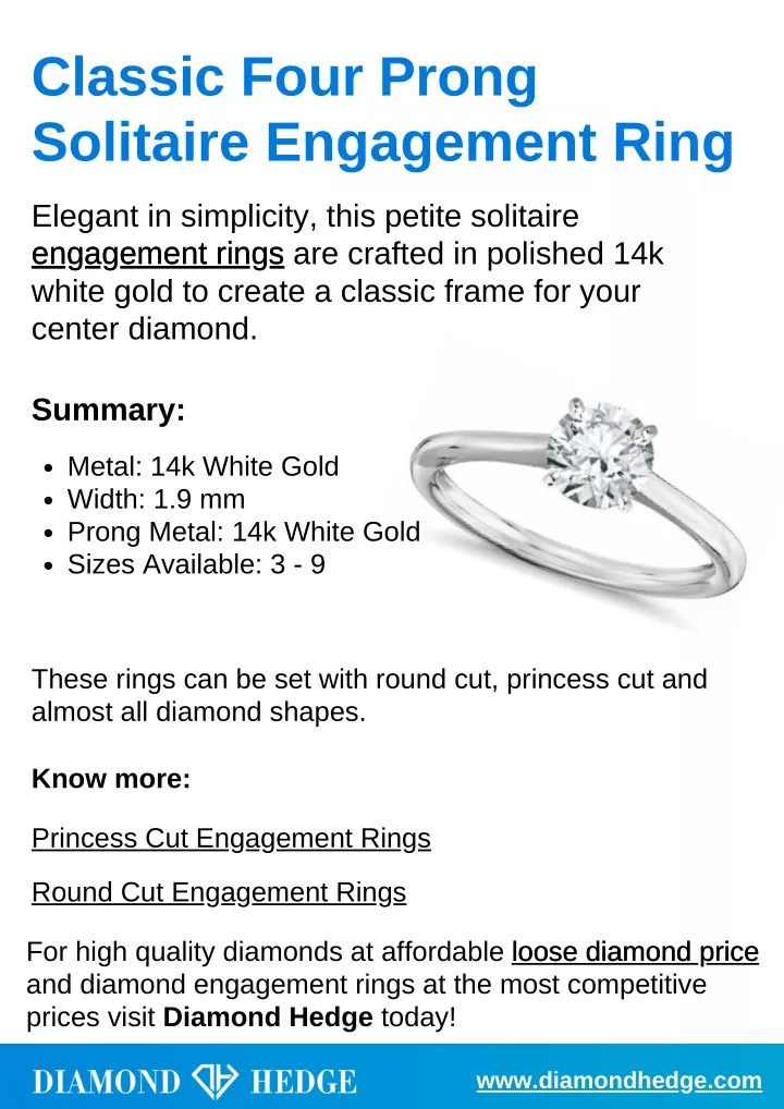 classic four prong solitaire engagement ring