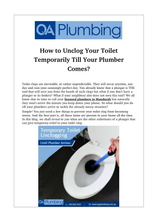 how to unclog your toilet temporarily till your