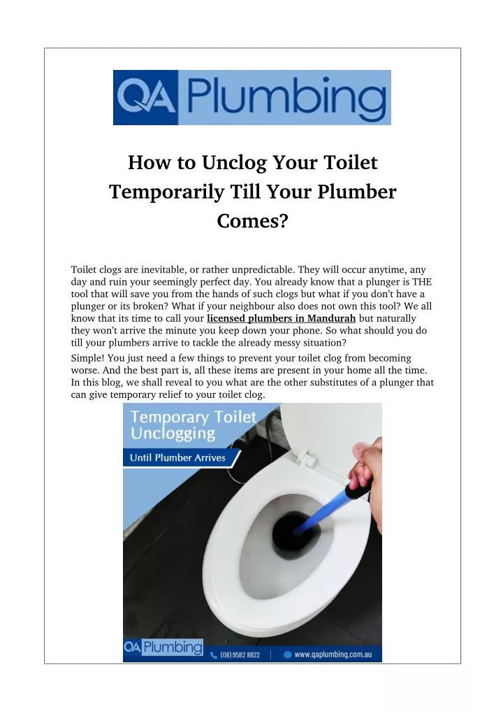 how to unclog your toilet temporarily till your