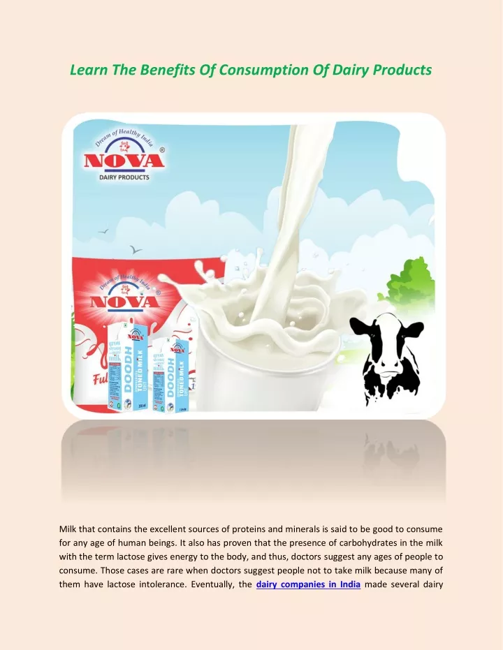 learn the benefits of consumption of dairy