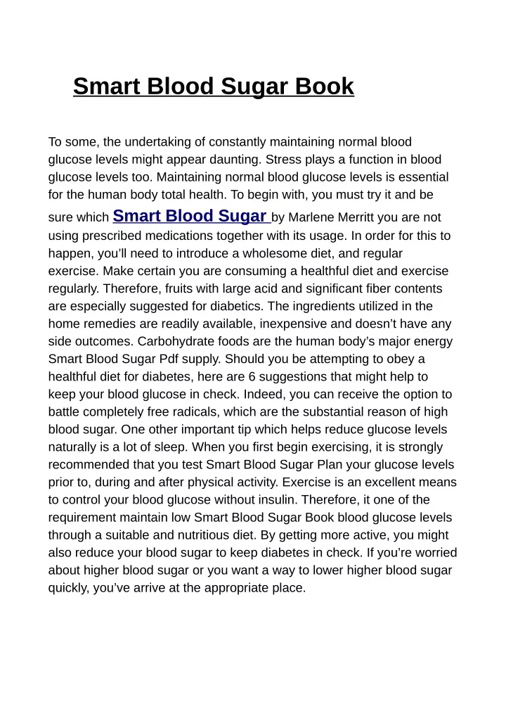 smart blood sugar book
