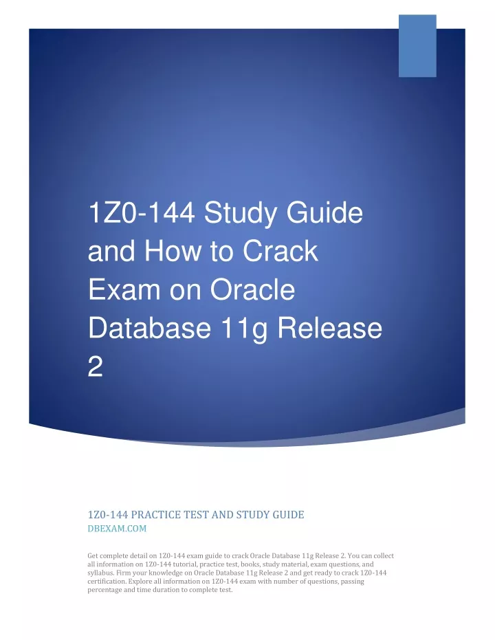 1z0 144 study guide and how to crack exam